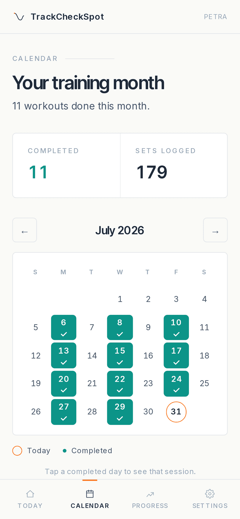 Client training calendar